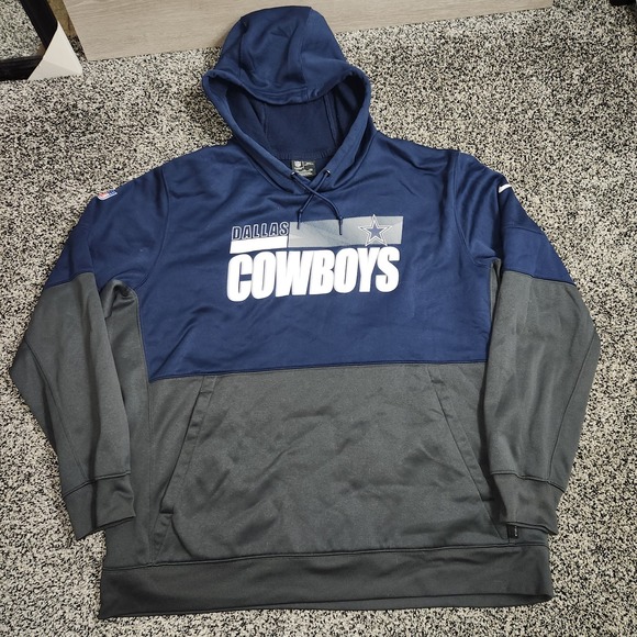 DALLAS COWBOYS NIKE Dri-Fit NFL ONFIELD Pullover Hoodie XXL,Blue Grey Football